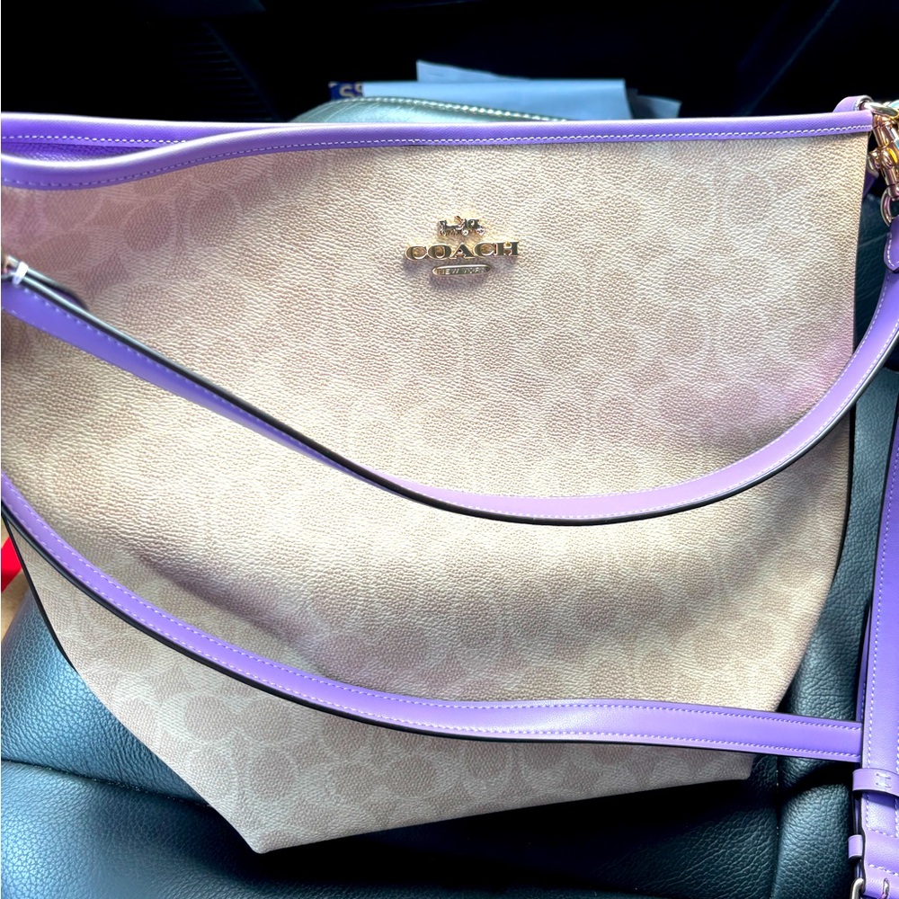 Coach bag purple/tan